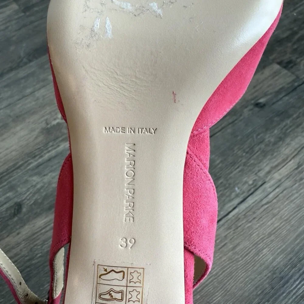 Marion Parke Fuscia Suede Slingback Pointed Toe Heels - Picture 5 of 6